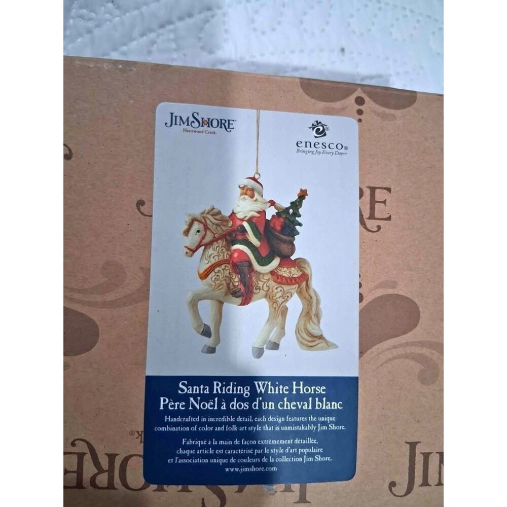 Jim Shore Heartwood Creek Santa Riding White Horse Ornament NEW